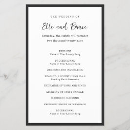 Flyer Programa de Casamento Minimalista Tipografia Moder