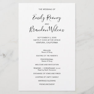 Flyer Programa de Casamento Moderno e Econômico Preto e 
