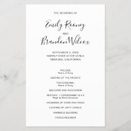 Flyer Programa de Casamento Moderno e Econômico Preto e