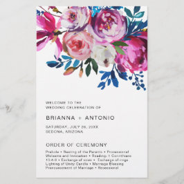 Flyer Programa de Casamento Moderno e Elegante com Flore