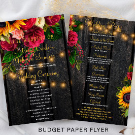 Flyer Programa de casamento para lâmpadas florais rustic