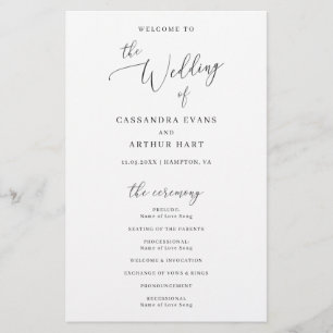 Flyer Programa de Casamento Simples Clássico Elegante e 