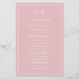 Flyer Programa de Casamento Simples com Monograma em Ros