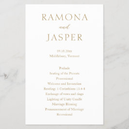Flyer Programa de Casamento Simples Dourado Moderno e De