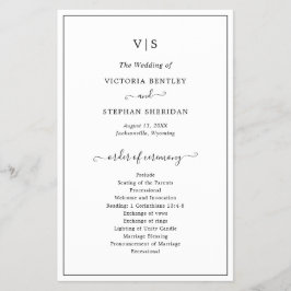 Flyer Programa de Casamento Simples Elegante com Monogra
