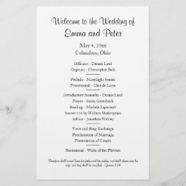 Flyer Programa de Casamento Simples em Folha de Papel de