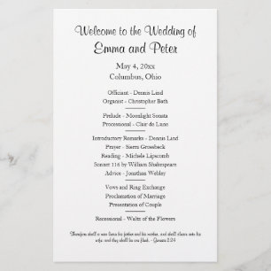 Flyer Programa de Casamento Simples em Folha de Papel de