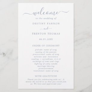Flyer Programa de Casamento Simples Minimalista em Azul 