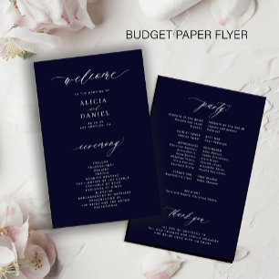 Flyer Programa de casamento simples orçamento azul-marin