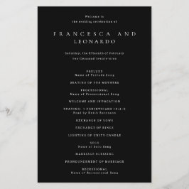 Flyer Programa de Casamento Simples Preto Clássico