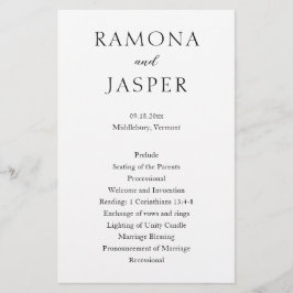 Flyer Programa de Casamento Simples Preto e Branco Moder