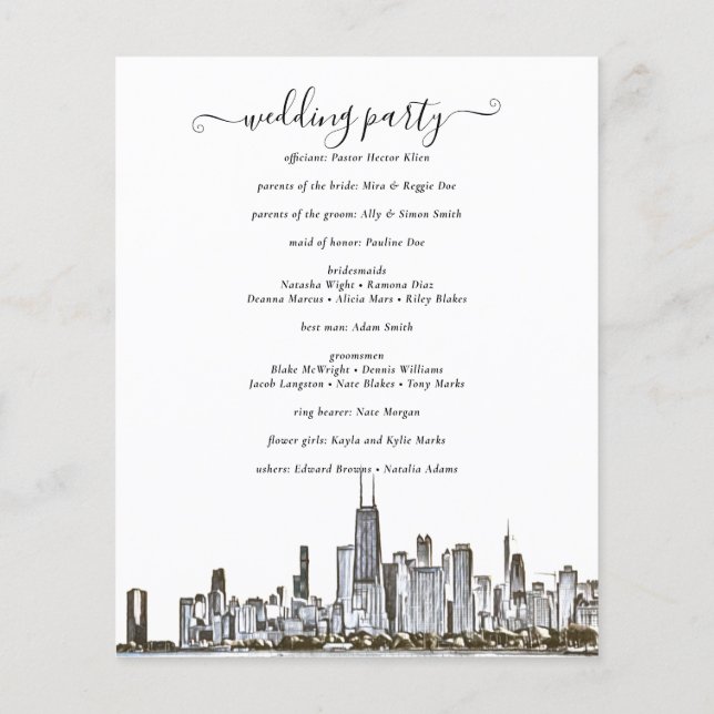 Flyer Programa de Casamento Skyline em Chicago (Verso)