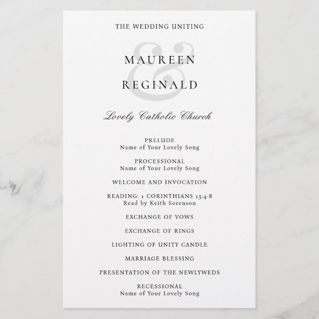 Flyer Programa de Casamento Tradicional Elegante (Frente)