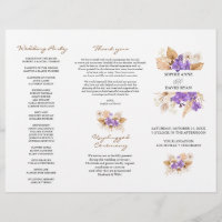 Programa de Casamento Trifold da Orquídea Roxo Pam