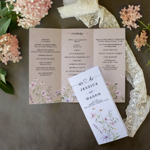 Flyer Programa de Casamento Triplo de Flor Selvagem Whim