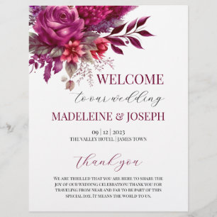 Flyer Programa de Cerimônia de Casamento Viva Magenta