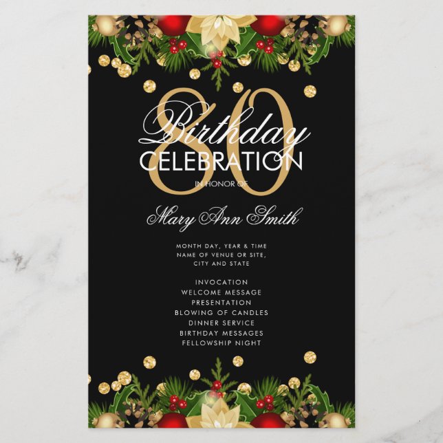 Flyer Programa de Festa de aniversário de 80 de Férias D (Frente)