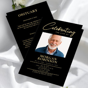 Flyer Programa de Funeral, Celebração de Vida, Preto e D