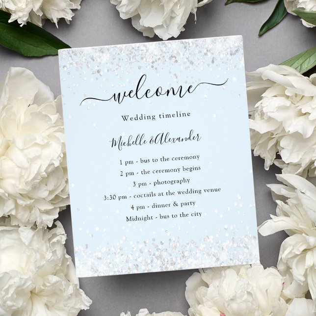 Flyer Programa de orçamento para casamento de prata azul (Criador carregado)