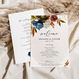 Flyer Programa de Papel Floral Boho para marinho e Cores