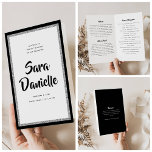Flyer Programa Dobrável de Bat Mitzvah Prateado e Preto<br><div class="desc">Você vai adorar o papel usado para este programa - é muito mais pesado do que o papel de cópia e é perfeito para seus programas descartáveis. Use o modelo para preencher suas informações. A Ferramenta de Design pode ser usada para alterar a fonte (tamanho, estilo, cor) e adicionar mais...</div>