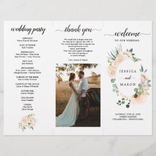 Flyer Programa editável de Casamento Fleur Jolie Trivez