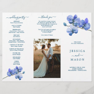 Flyer Programa Editável de Casamento Triplicado da Orqu