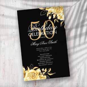 Flyer Programa Floral 50º Aniversário Dourado e Preto co