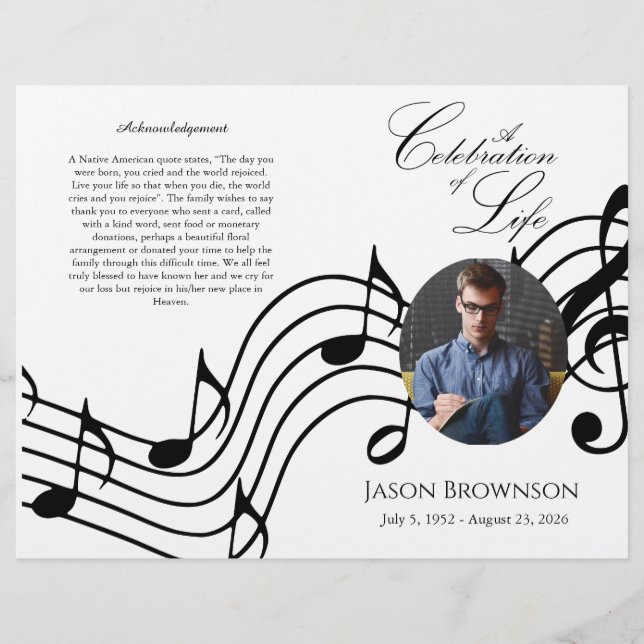 Flyer Programa Funeral Bi-Fold Pink Hydrangeas (Frente)