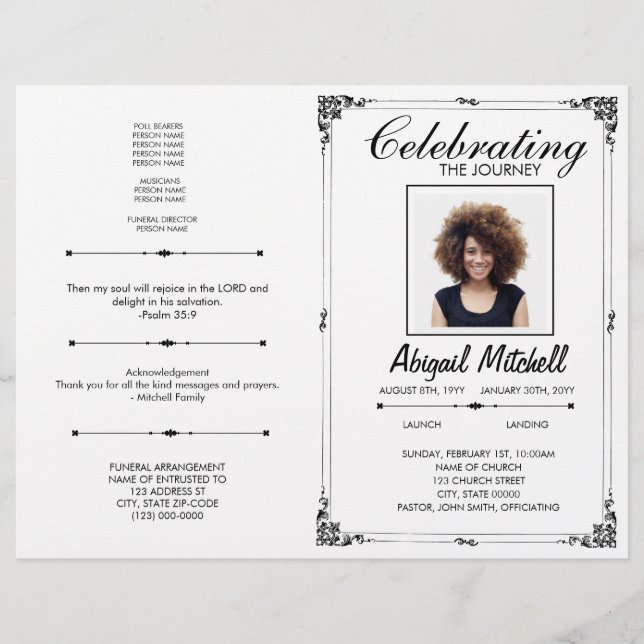 Flyer Programa Funeral | Celebração Da Viagem | FP0017 (Frente)