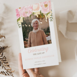 Flyer Programa Funerário Dobreado Celebração Rosa da Vid