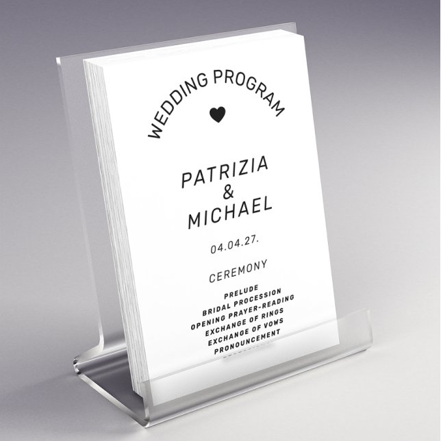 Flyer Programa Moderno de Casamento Negro e Branco (Criador carregado)