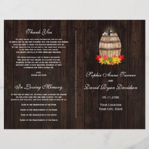 Flyer Programa Rustic Fall Foliage Wine Barrel Weding Pr