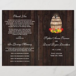 Flyer Programa Rustic Fall Foliage Wine Barrel Wedse