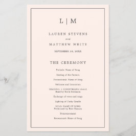 Flyer Programa Simples de Casamento Elegante de Monogram