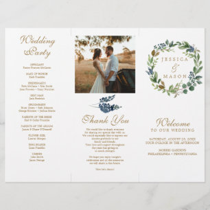 Flyer Programas de Casamento em Três Formas Douradas do