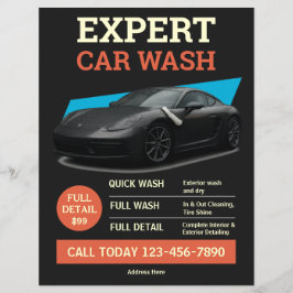 Flyer Projeto de Anúncio de Lavagem de Carros Preto Ousa