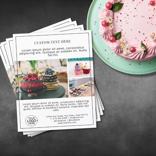 Flyer Promoção Branca da Grade de Fotografias do Logotip (Business Logo Photo Collage Grid White Promo Flyer)