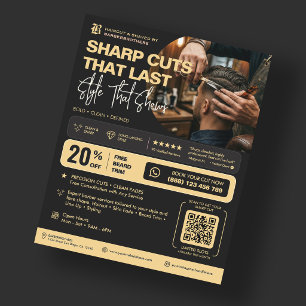 Flyer Promoção de Barbearia Black Elegante