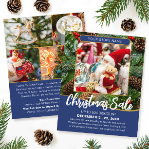 Flyer Promoção de Natal Compras Festivas Azul Marinho Ne