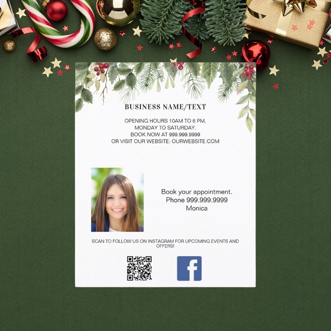 Flyer Promoção de Natal da beleza do código de foto qr (Criador carregado)