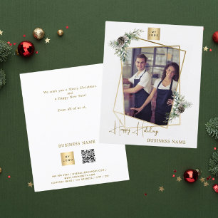 Flyer Promoção de QR de negócios de Natal em foto saudaç