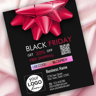 Flyer Promoção de Venda da Black Friday com Código QR de