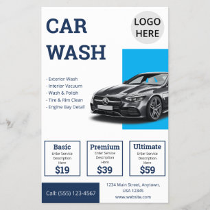 Flyer Promoção Empresarial Azul de Detalhes Automotivos