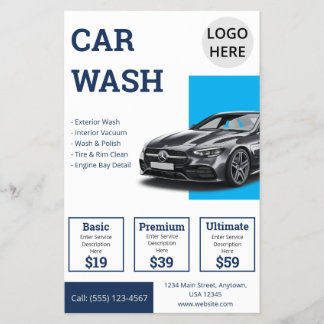 Flyer Promoção Empresarial Azul de Detalhes Automotivos