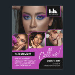 Flyer Promocional de ativação do logotipo de colagem de<br><div class="desc">Folheto duplo para um artista de maquilhagem, prego, estilista de cabelo ou profissão semelhante, onde você precisa mostrar seu trabalho em uma colagem de fotos retrô com bordas magenta e fundo magenta. Personalize com seu logotipo e atrás uma foto adicional e seu código QR com seu identificador de mídia social....</div>