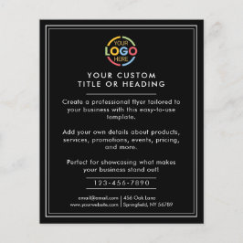 Flyer Promocional de logotipo Elegante preto minimalista