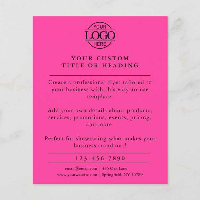 Flyer Promocional de Logotipo Empresarial Simples e Rosa (Frente)