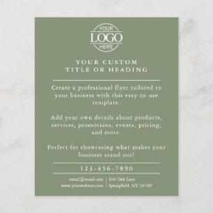 Flyer Promocional de logotipo verde para empresas minima