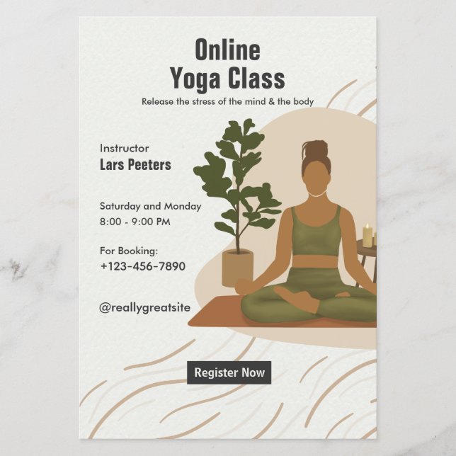 Flyer Promocional Online Yoga Classes (Frente)